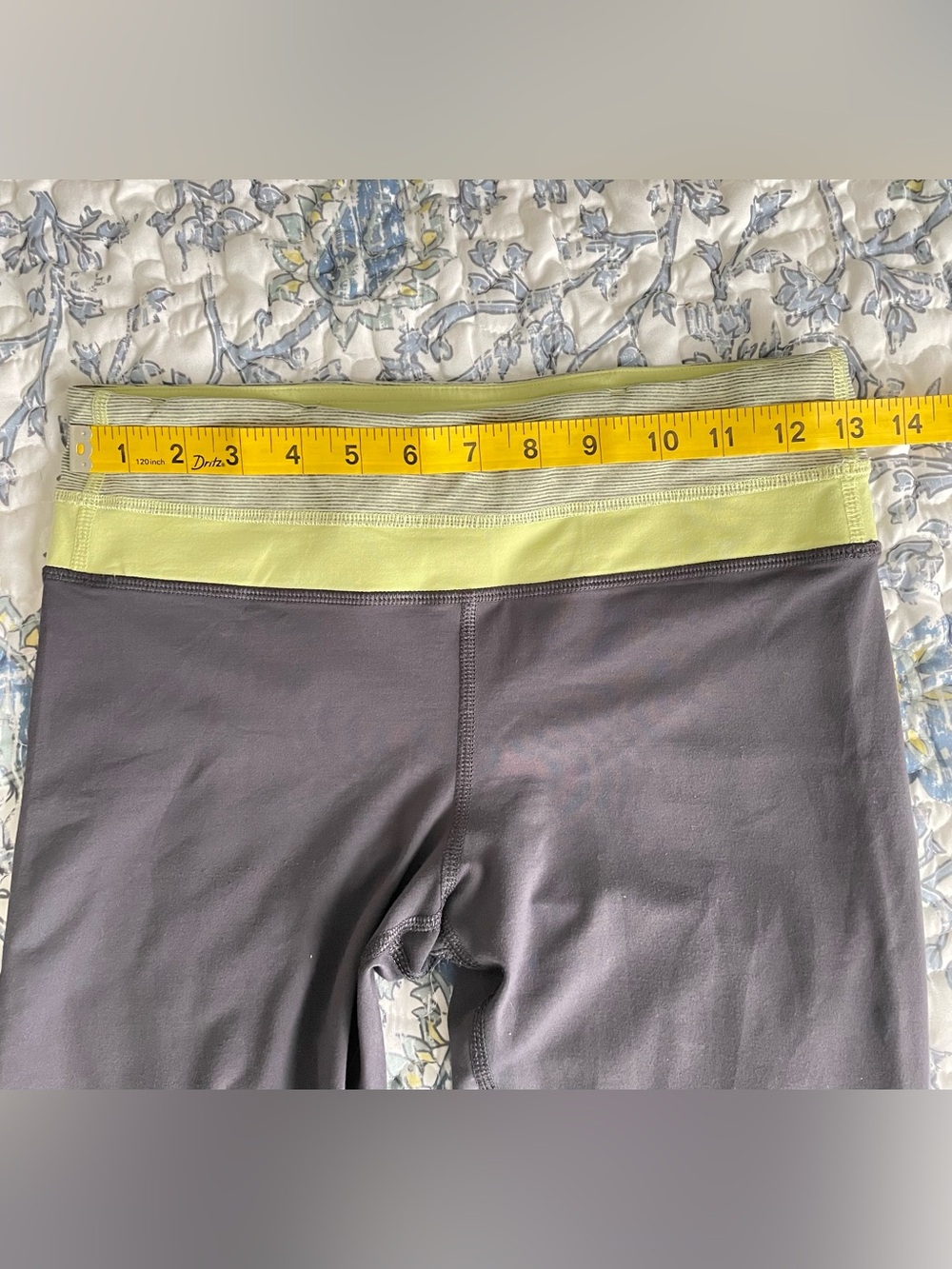 lululemon athletica Gray Capri Leggings with Light Yellow Waistband - Picture 6 of 8